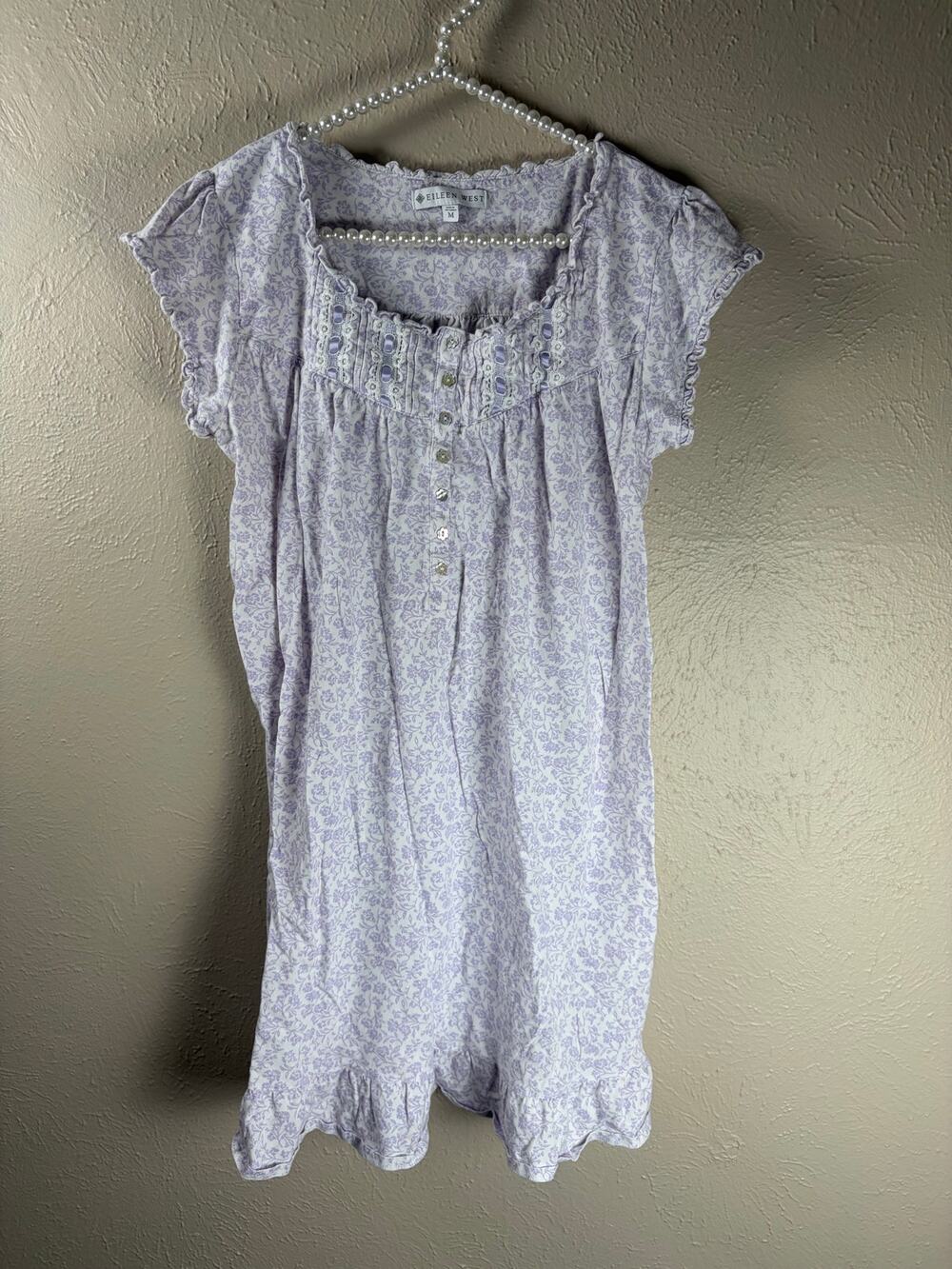 Eileen West Nightgown Size Medium Cottagecore Floral Cottage Cotton Pajama Dress